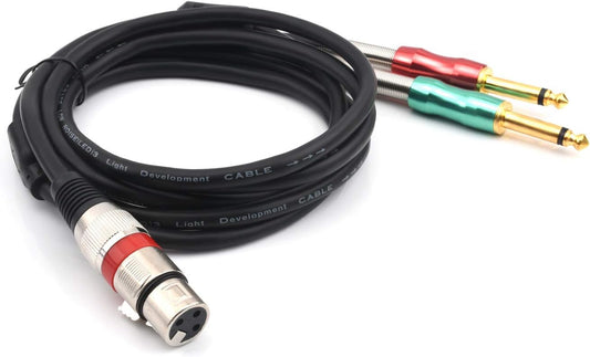 - 6.6FT XLR Female 3Pin to 6.35Mm 1/4 Inch Mono Male Audio Y Splitter Cable, Dua