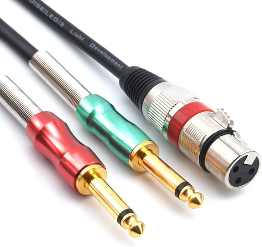 - 6.6FT XLR Female 3Pin to 6.35Mm 1/4 Inch Mono Male Audio Y Splitter Cable, Dua