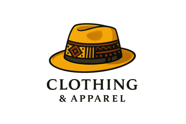Clothing and apparel logo of the colorful hat yellow in color with Africa minimal prints, very modest design for all age yet elegant like royalty street wear